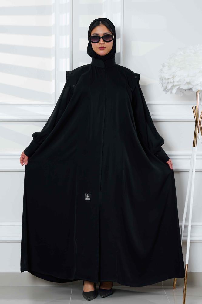 عباية سوداء ساترة ورسمية بقماش ناعم